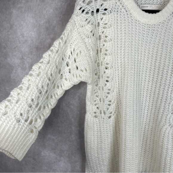 Pilcro x Anthropologie Devenne Pointelle Pullover Ivory Sweater Women's Size XS - Picture 3 of 9